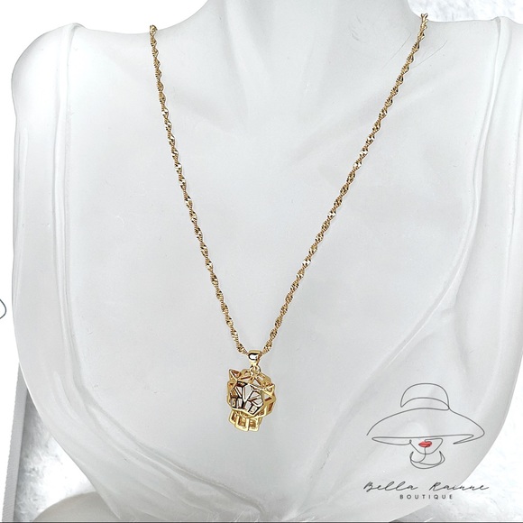 10k Thailand Gold Fashion Necklace with Panthe Pendant - Picture 4 of 6